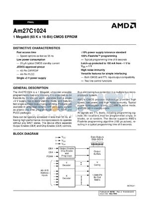 AM27C1024-55DCB datasheet - 1 megabit CMOS EPROM