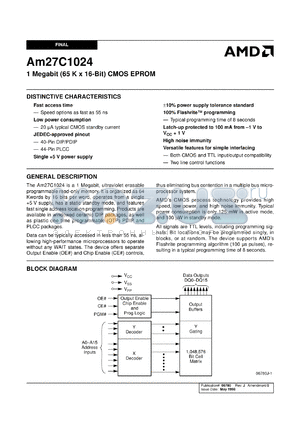 AM27C1024-150DIB datasheet - 1 megabit CMOS EPROM