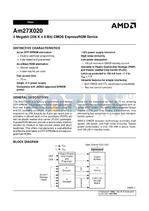 AM27X024-90PI datasheet - 2 megabit (256K x 8-bit ) CMOS EPROM device