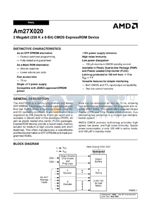 AM27X024-200PC datasheet - 2 megabit (256K x 8-bit ) CMOS EPROM device