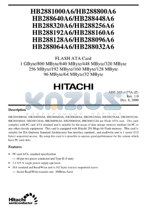 HB21000A6 datasheet - Flash ATA card 1 GByte