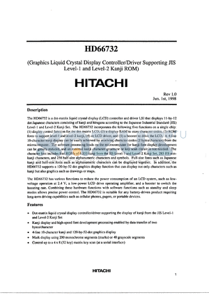 HD66732A00TB0L datasheet - Graphics liquid crystal display controller/driver supporting JIS level-1 and level-2 kanji ROM