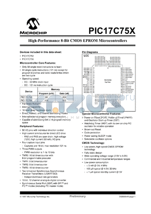 PIC17C752-08I/SP datasheet - High-performance 8-Bit CMOS EPROM microcontroller