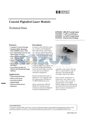 LST2527-B-SC datasheet - Coaxial pigtailed laser module