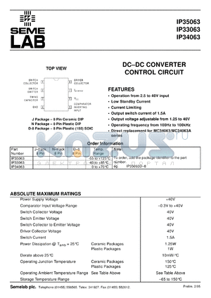 IP35063J-883B datasheet - DC to DC converter