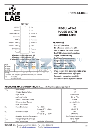 IP1526J-BSS2 datasheet - Regulating Pulse Width Modulator