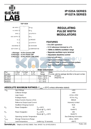 IP1527AJ-DESC datasheet - Regulating Pulse Width Modulator