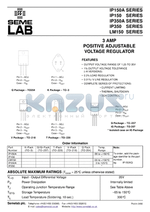 LM150G datasheet - 3.0A Adjustable Positive Voltage Regulator