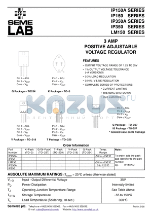 LM150K-BSS2 datasheet - 3.0A Adjustable Positive Voltage Regulator