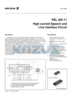 PBL38571/1NS datasheet - High current speech circuit