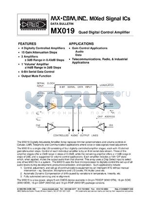 MX019TN datasheet - Quad digital control amplifier