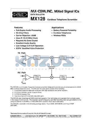 MX128P datasheet - Cordless telephone scrambler