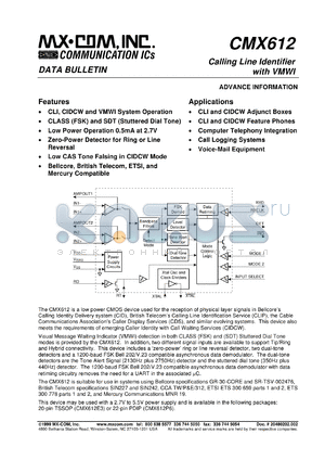 MX612P6 datasheet - Calling line identifier with VMWI