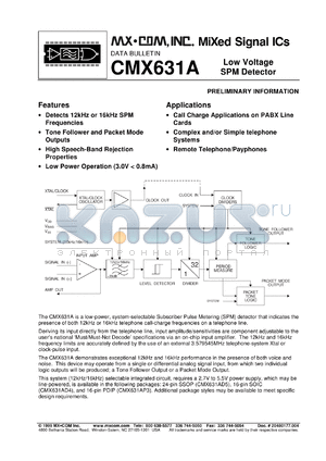 CMX631AD4 datasheet - Low voltage SPM detector