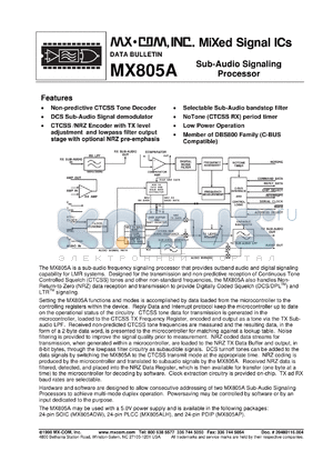 MX805ADW datasheet - Sub-audio signaling processor