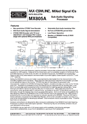 MX805ALH datasheet - Sub-audio signaling processor