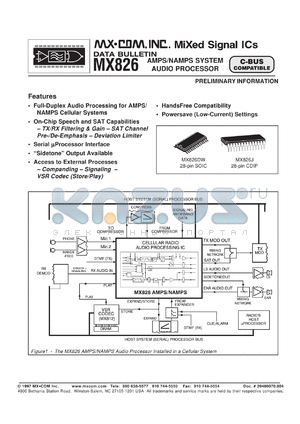 MX828P datasheet - CTCSS/DCS/SelCal processor