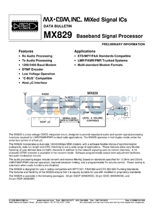 MX829DS datasheet - Baseband signal processor