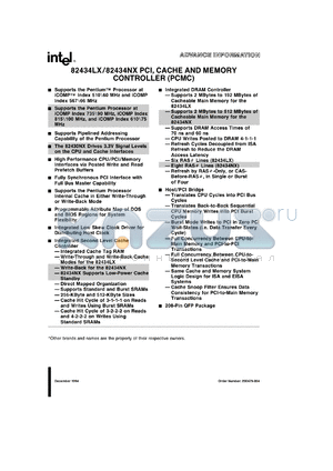 SB82434LX datasheet - PCI, cache and memory controller (PCMC)