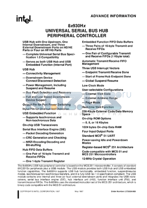 N83930HG datasheet - Universal serial bus hub peripheral controller. ROM size 16 Kbytes, RAM size 1024 bytes, 12-MHz crystal operation