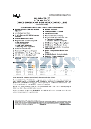 TS87L51FC-1 datasheet - CHMOS single-chip 8-bit microcontroller. 3.5 MHz to 16 MHz, 2.7 V to 3.6 V, OTP ROM 32 Kbytes, RAM 256 bytes