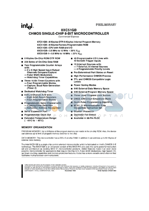 TN80C51GB datasheet - CHMOS single-chip 8-bit microcontroller. 3.5 MHz to 12 MHz, CPU with RAM and I/O