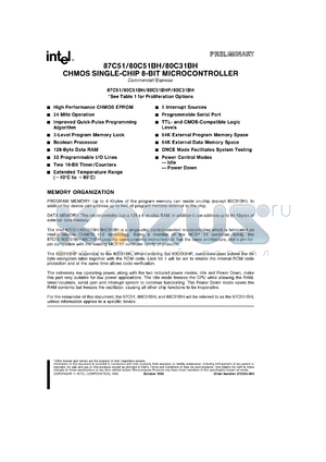 S87C51-1 datasheet - CHMOS single-chip 8-bit microcontroller. 3.5 MHz to 16 MHz, Vcc = 5 V