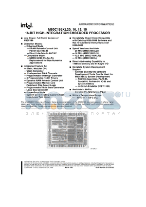 MA80C186XL10 datasheet - 16-Bit high-integration embedded processor. Speed version alailable - 10 MHz