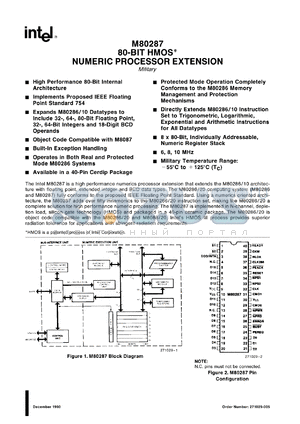 MC80287 datasheet - 80-bit HMOS numeric processor extension