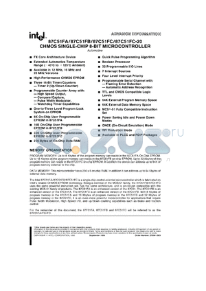 LP87C51C datasheet - CHMOS single-chip 8-bit microcontroller. 32 Kbytes EPROM