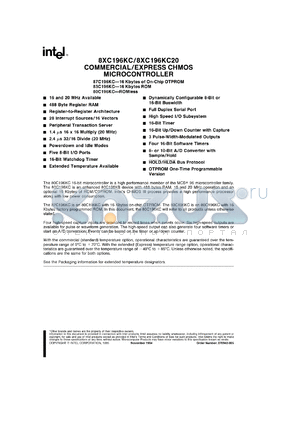 TSB87C196KC20 datasheet - Express CHMOS microcontroller. 16Kbytes of on-chip OTPROM, 20MHz