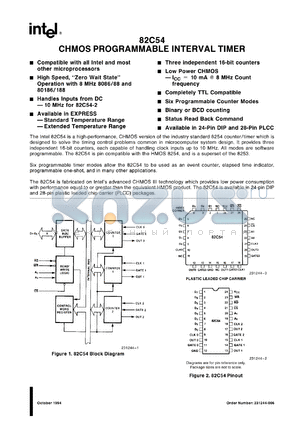 N82C54-2 datasheet - 10MHz CHMOS programmable interval timer