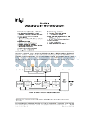 NG80960KA-25 datasheet - Embedded 32-bit microprocessor 25MHz