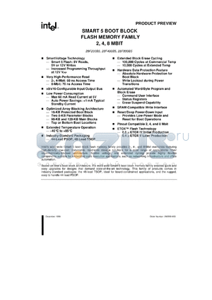 PA28F400B5-T60 datasheet - Smart 5 boot block flash memory  4 Mbit. Access speed 60 ns