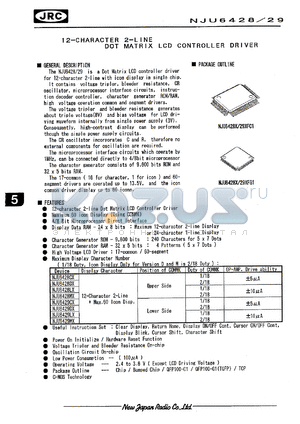 NJU6428FG1 datasheet - 12-character 2-line dot matrix LCD controller driver