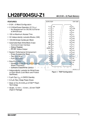 LH28F004SUT-Z1 datasheet - 4M (512K x 8) flash memory