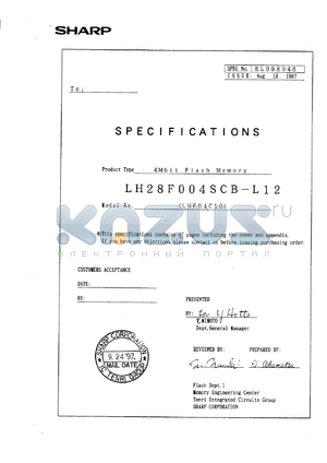 LH28F004SCHS-L12 datasheet - 4M  flash memory