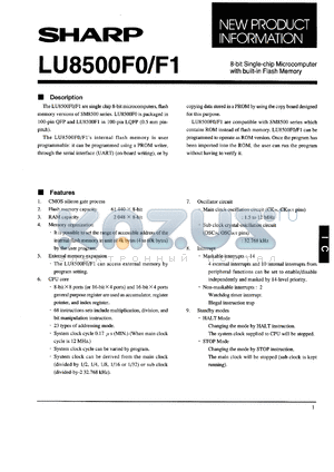 LU8500F0 datasheet - 8-bit single-chip microcomputer with built flash memory