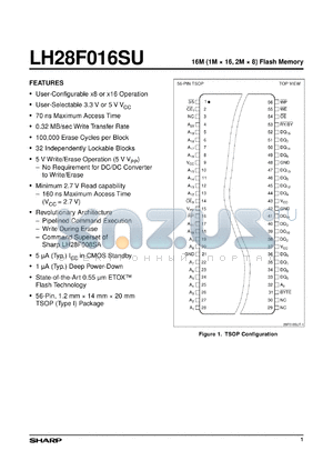 LH28F016SUT-10 datasheet - LH28F016SUT-10 16M (2M x 8)Smart Voltage Flash Memory