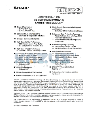 LH28F320S3-L11C datasheet - 32-MBIT (4MB x 8/2MB x 16)Smart 3 Flash Memory