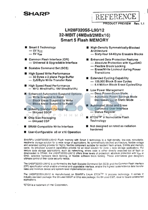 LH28F320S5B-L90 datasheet - 32-MBIT (4MB x 8/2MB x 16)Smart 5 Flash Memory