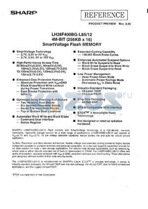 LH28F400BG-L90 datasheet - 4M-BIT (256K x 16)Smart Voltage Flash Memory