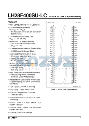 LH28F400SUT-LC15 datasheet - 4M (512K x 8) Flash Memory