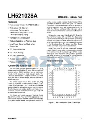 LH521028AU-20 datasheet - CMOS 64K x 18 static RAM