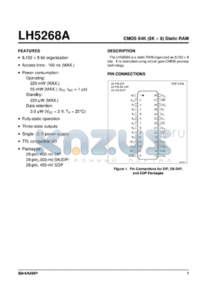 LH5268AN-10LL datasheet - CMOS 32K x 8 static RAM