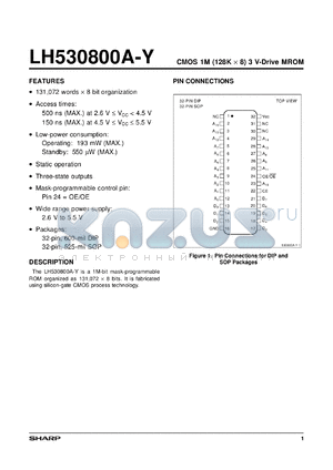 LH530800AD-Y datasheet - CMOS 1M(128K x 8)3 V-drive MROM