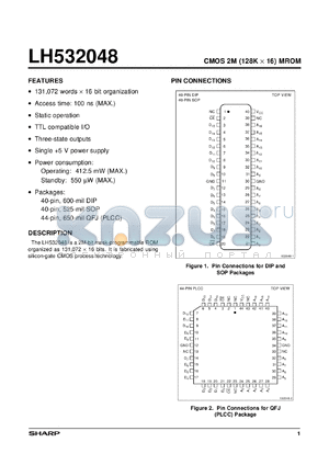 LH532048N datasheet - CMOS 2M(128K x 16) MROM