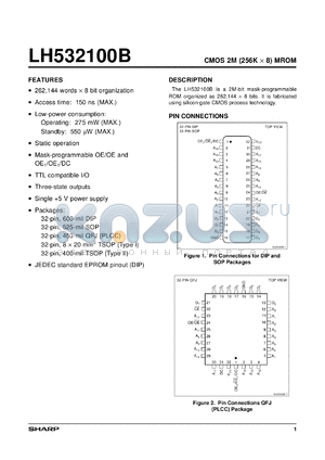 LH532100BU datasheet - CMOS 2M(256K x 8) Mask-Programmable ROM