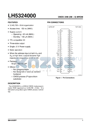 LH532400D datasheet - CMOS 24M(3M x 8) Mask-Programmable ROM