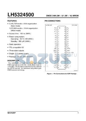 LH5324500N datasheet - CMOS 24M(3M x 8/1,5M X 16) Mask-Programmable ROM